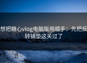 想把糖心vlog电脑版用顺手：先把反转铺垫这关过了