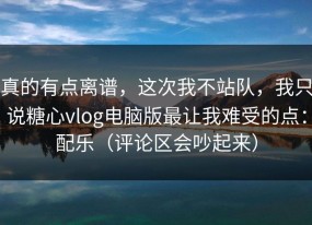 真的有点离谱，这次我不站队，我只说糖心vlog电脑版最让我难受的点：配乐（评论区会吵起来）