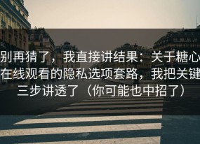 别再猜了，我直接讲结果：关于糖心在线观看的隐私选项套路，我把关键三步讲透了（你可能也中招了）