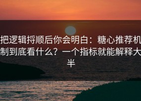 把逻辑捋顺后你会明白：糖心推荐机制到底看什么？一个指标就能解释大半