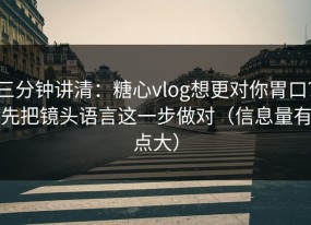 三分钟讲清：糖心vlog想更对你胃口？先把镜头语言这一步做对（信息量有点大）