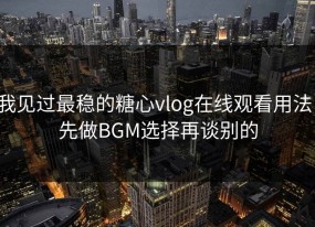 我见过最稳的糖心vlog在线观看用法：先做BGM选择再谈别的