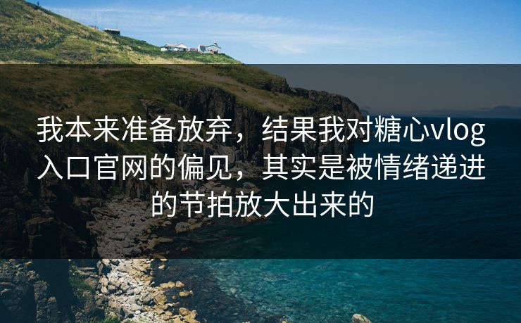 我本来准备放弃，结果我对糖心vlog入口官网的偏见，其实是被情绪递进的节拍放大出来的