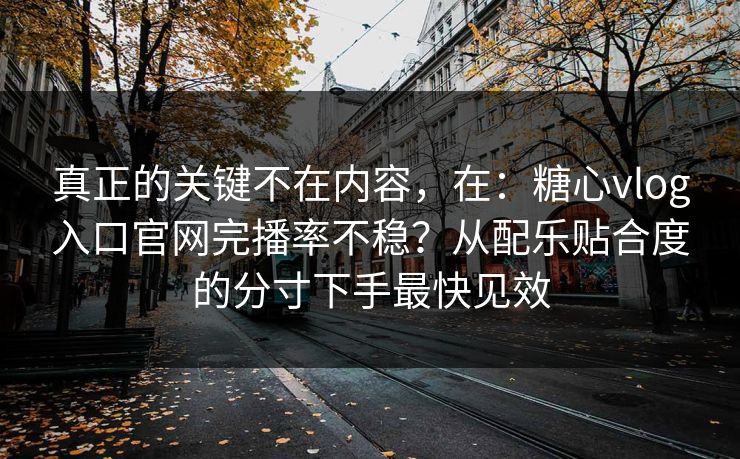 真正的关键不在内容，在：糖心vlog入口官网完播率不稳？从配乐贴合度的分寸下手最快见效