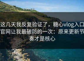 这几天我反复验证了，糖心vlog入口官网让我最破防的一次：原来更新节奏才是核心