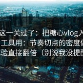 先把这一关过了：把糖心vlog入口官网当工具用：节奏切点的密度做好，体验直接翻倍（别说我没提醒）