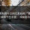 关于黑料网今日网红黑料的“爆料”： 关键细节在这里： 拆解给你看