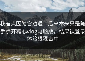我差点因为它劝退，后来本来只是随手点开糖心vlog电脑版，结果被登录体验狠狠击中
