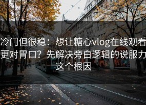 冷门但很稳：想让糖心vlog在线观看更对胃口？先解决旁白逻辑的说服力这个根因