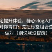想稳定提升体验，糖心vlog入口官网想更对你胃口？先把标签组合这一步做对（别说我没提醒）