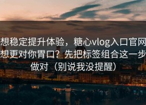 想稳定提升体验，糖心vlog入口官网想更对你胃口？先把标签组合这一步做对（别说我没提醒）