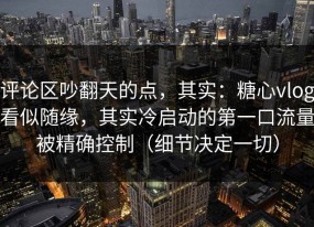 评论区吵翻天的点，其实：糖心vlog看似随缘，其实冷启动的第一口流量被精确控制（细节决定一切）