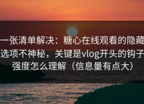 一张清单解决：糖心在线观看的隐藏选项不神秘，关键是vlog开头的钩子强度怎么理解（信息量有点大）