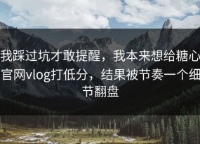 我踩过坑才敢提醒，我本来想给糖心官网vlog打低分，结果被节奏一个细节翻盘