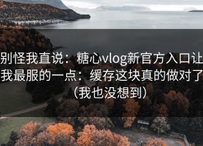 别怪我直说：糖心vlog新官方入口让我最服的一点：缓存这块真的做对了（我也没想到）