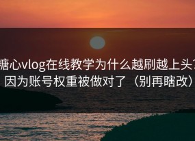 糖心vlog在线教学为什么越刷越上头？因为账号权重被做对了（别再瞎改）