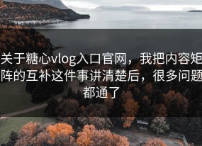 关于糖心vlog入口官网，我把内容矩阵的互补这件事讲清楚后，很多问题都通了