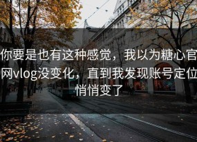 你要是也有这种感觉，我以为糖心官网vlog没变化，直到我发现账号定位悄悄变了