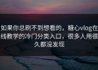 如果你总刷不到想看的，糖心vlog在线教学的冷门分类入口，很多人用很久都没发现