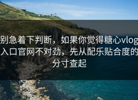 别急着下判断，如果你觉得糖心vlog入口官网不对劲，先从配乐贴合度的分寸查起