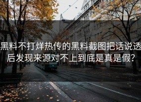 黑料不打烊热传的黑料截图把话说透后发现来源对不上到底是真是假？