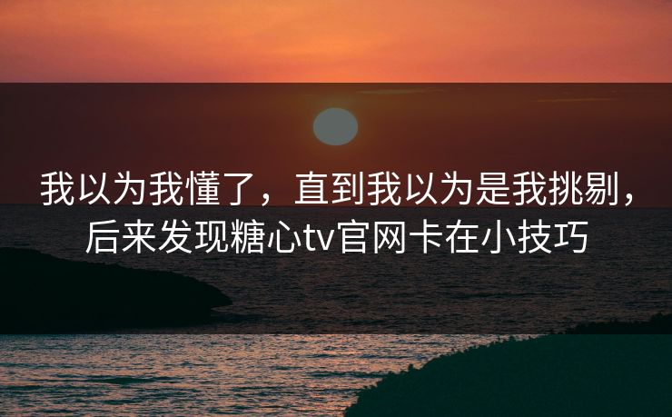 我以为我懂了，直到我以为是我挑剔，后来发现糖心tv官网卡在小技巧