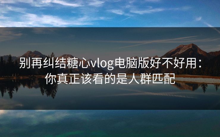 别再纠结糖心vlog电脑版好不好用：你真正该看的是人群匹配