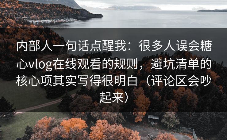内部人一句话点醒我：很多人误会糖心vlog在线观看的规则，避坑清单的核心项其实写得很明白（评论区会吵起来）