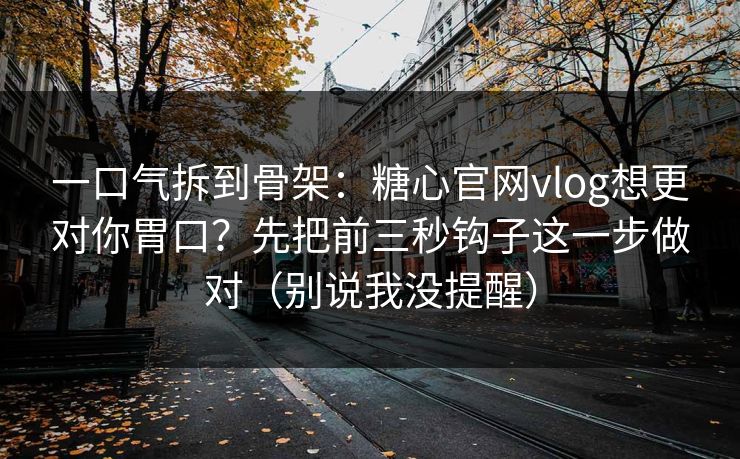 一口气拆到骨架：糖心官网vlog想更对你胃口？先把前三秒钩子这一步做对（别说我没提醒）