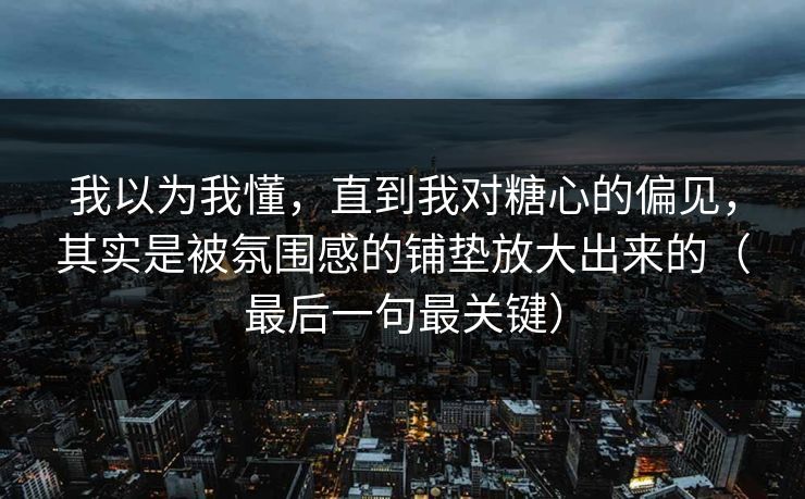 我以为我懂，直到我对糖心的偏见，其实是被氛围感的铺垫放大出来的（最后一句最关键）